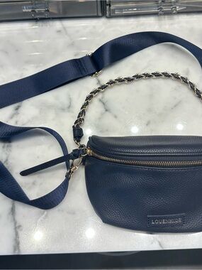 Navy Leather Crossbody Belt Bag